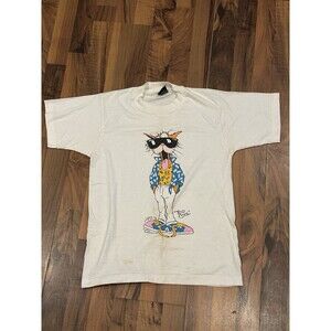 80s vintage COOL CAT graphic thrashed distressed T Shirt Screen Star Best Size S